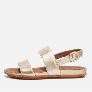 Fitflop metallic gold leather Gracie flat sandals - size 7